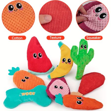 8 Packs, No Stuffing Plush Dogs Chew Toy Bundle for Small Medium Large Breed Chewer Tough Durable Squeaky Pet Fetch Puppy Teething Chewing Interactive to Keep Them Busy Best Birthday Gift