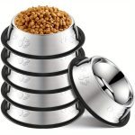 8 Pack Stainless Steel Dog Bowl Metal Dog Bowls With Rubber Base Non-Slip Pet Bowls Cat Feeding Bowls Pet Food And Water Bowls For Indoor Small Medium Large Dogs Cats Pets (30 Oz)