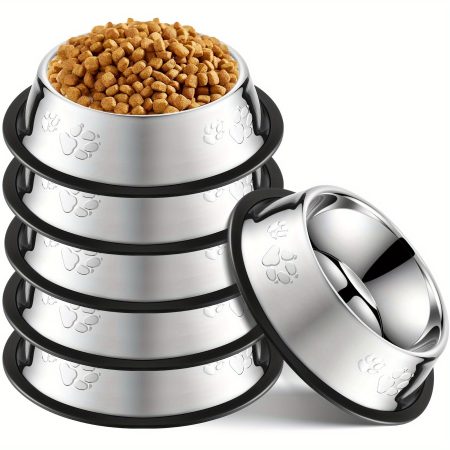 8 Pack Stainless Steel Dog Bowl Metal Dog Bowls With Rubber Base Non-Slip Pet Bowls Cat Feeding Bowls Pet Food And Water Bowls For Indoor Small Medium Large Dogs Cats Pets (30 Oz)