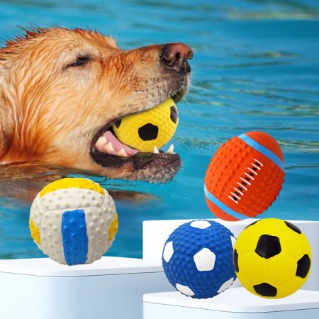 4pcs Squeaky Dog Balls - Durable Latex Rubber Chew Toys for Medium & Large Breeds, Interactive Play and Dental Health