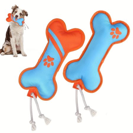 2-Pack Heavy-Duty Bone-shaped dog floating toys with Rope - Chewproof Fetch & tug-of-war water toys, Non-Toxic Pool & Beach Chewers for Large Breed Dogs, Easy-Clean for Puppy & Adult Dogs - Ideal for Lakes, Rivers, Home Baths, Playful Paw Design, Durable