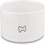 EveryYay 6-Cup Modern Ceramic Dog Bowl with Cute Bone Design - Durable, Easy-Clean Pet Food Dish for Medium Dogs, White