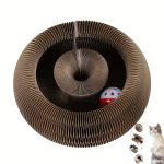 Foldable Magic Organ Cat Scratching Board with Cat Ball Toy - Interactive, Durable, and High-Quality Cardboard Cat Scratcher for Indoor Play, Pet Claw Care, and Space-Saving Design, Brown, Cat Toys
