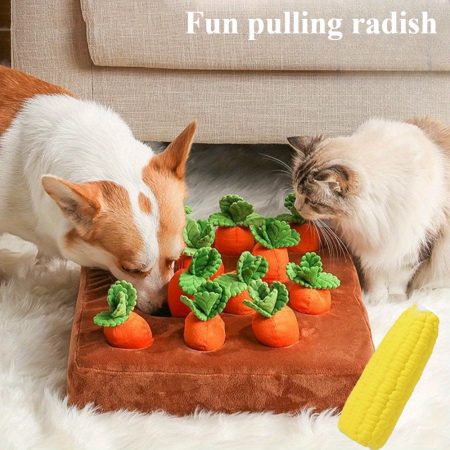 14 Pack Interactive Dog Toys Carrot Farm Snuffle Mat for Mental Stimulation Tug of War Toys Carrot Corn Model Puppy Teething Toys Machine Washable Dog Snuffle Mat for Small Medium and Large Dogs Birthday Gift