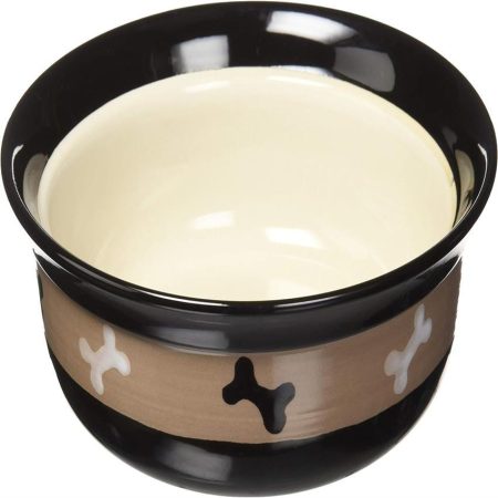 PetRageous 10071 City Pets Bones Dishwasher-Safe Dog Food and Water Bowl 6, 125-Inch Diameter 2, 5-Inch Tall 2-Cups Capacity for Small Dogs and Cats, Black