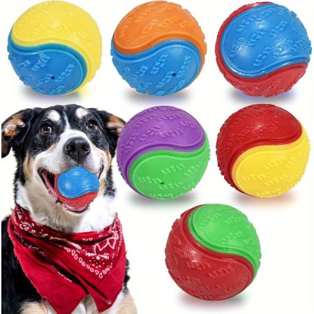 6pcs Squeaky Dog Balls, Dog Toys Balls for Training, Tough Ball Toys for Dogs, Fit with Dog Ball Launcher, High Bouncy Dog Ball for Interactive Playing, Puppy Pet Chew Balls Teething Balls 2. 5in